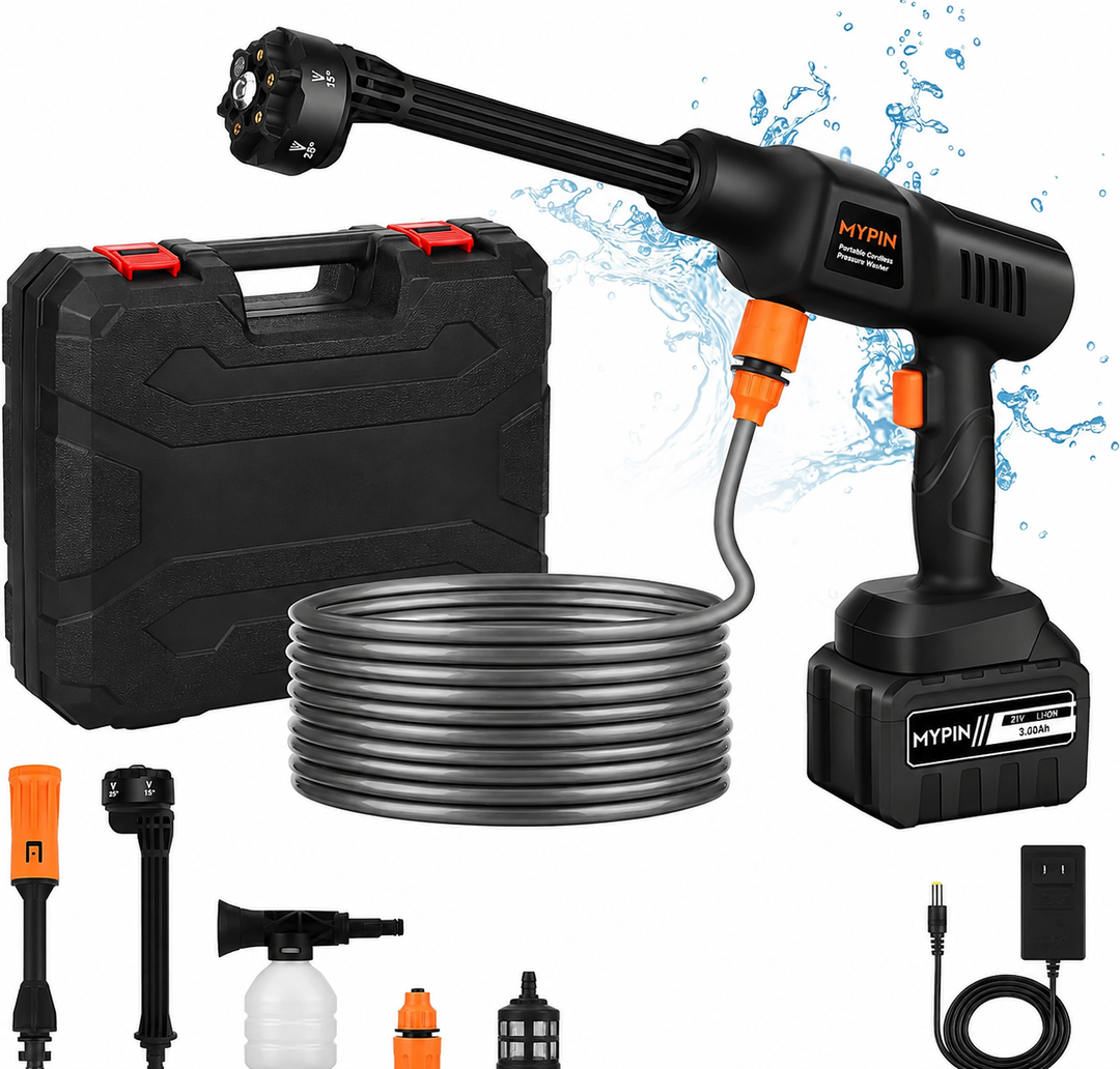 MYPIN 600 PSI Cordless Pressure Washer – 21V 3.0Ah, 6-in-1 Nozzle