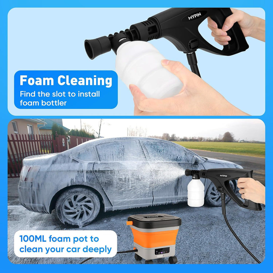 MYPIN 660 PSI Cordless Pressure Washer – 3.4-Gal Folding Tank & 7 Pressure Levels